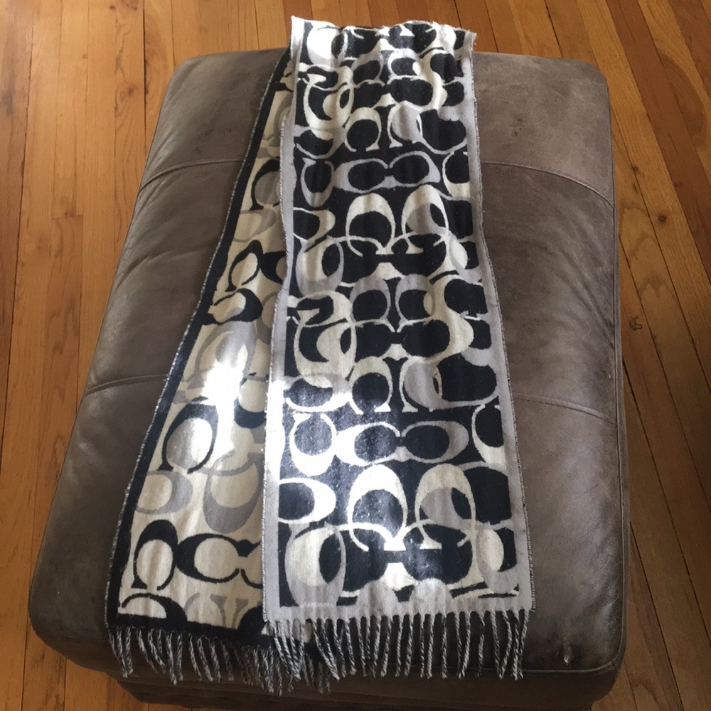 Black and white coach scarf